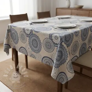 Dekorační látka Linenlook premium Geometric mandala
