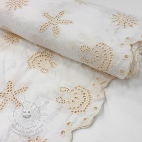 Bavlněná látka EMBROIDERY Sea ornaments white