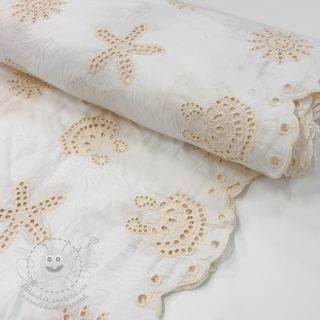Bavlněná látka EMBROIDERY Sea ornaments white