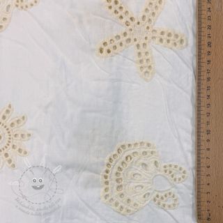 Bavlněná látka EMBROIDERY Sea ornaments white