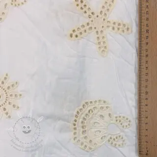 Bavlněná látka EMBROIDERY Sea ornaments white