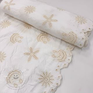 Bavlněná látka EMBROIDERY Sea ornaments white