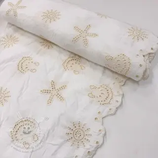 Bavlněná látka EMBROIDERY Sea ornaments white