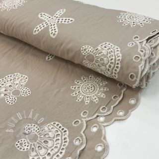 Bavlněná látka EMBROIDERY Sea ornaments natural