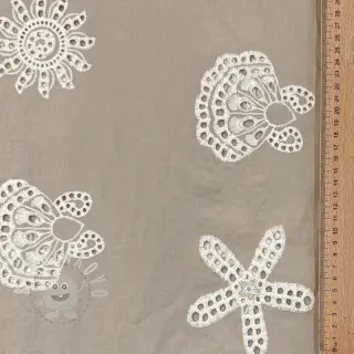 Bavlněná látka EMBROIDERY Sea ornaments natural