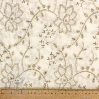 Bavlněná látka VOILE EMBROIDERY Kiara off white