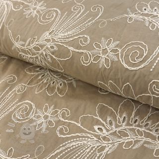 Bavlněná látka VOILE EMBROIDERY Kokka natural