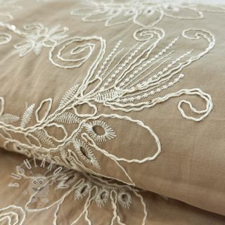 Bavlněná látka VOILE EMBROIDERY Kokka natural