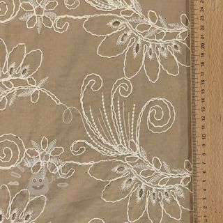 Bavlněná látka VOILE EMBROIDERY Kokka natural