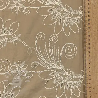 Bavlněná látka VOILE EMBROIDERY Kokka natural