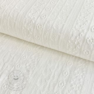 Bavlněná látka EMBROIDERY Pattern white