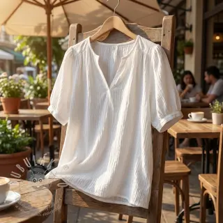 Bavlněná látka WASHED white