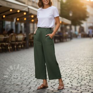 Bavlněná látka SLUB WASHED army green