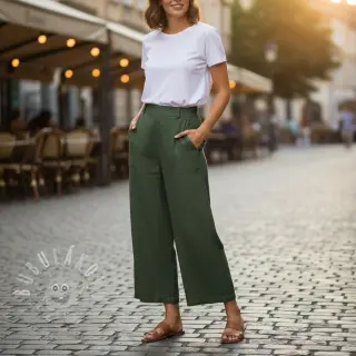 Bavlněná látka SLUB WASHED army green