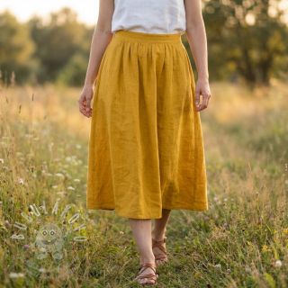 Bavlněná látka SLUB WASHED ochre