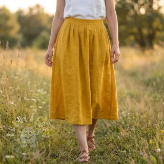 Bavlněná látka SLUB WASHED ochre