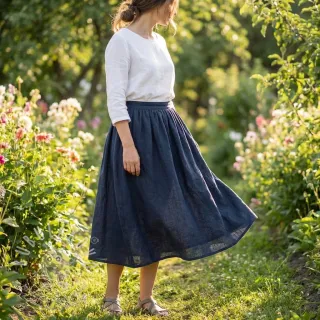 Bavlněná látka SLUB WASHED navy