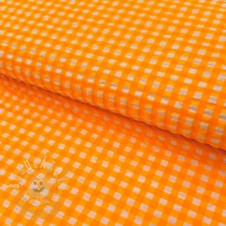 Bavlněná látka YARN DYED NEON SMALL Checks orange