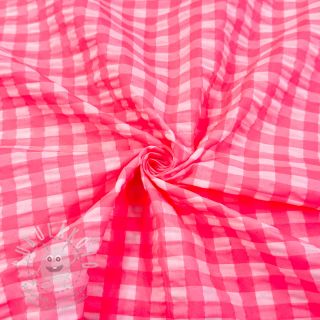 Bavlněná látka YARN DYED NEON BIG Checks pink
