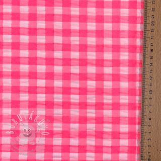 Bavlněná látka YARN DYED NEON BIG Checks pink
