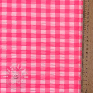 Bavlněná látka YARN DYED NEON BIG Checks pink