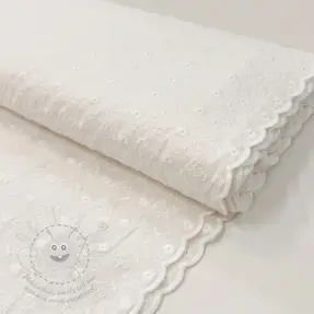 Bavlněná látka EMBROIDERY TWO-SIDE SCALLOP Verena white