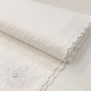 Bavlněná látka EMBROIDERY TWO-SIDE SCALLOP Verena white