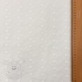 Bavlněná látka EMBROIDERY TWO-SIDE SCALLOP Verena white