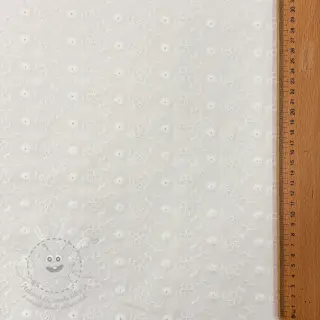 Bavlněná látka EMBROIDERY TWO-SIDE SCALLOP Verena white