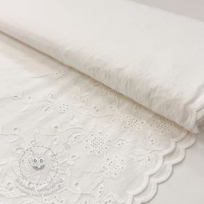Bavlněná látka VOILE EMBROIDERY ONE-SIDE BORDER white