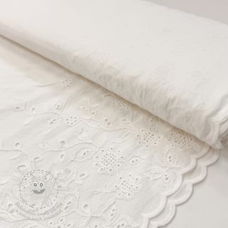 Bavlněná látka VOILE EMBROIDERY ONE-SIDE BORDER white
