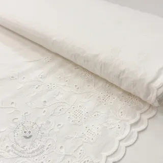 Bavlněná látka VOILE EMBROIDERY ONE-SIDE BORDER white