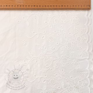 Bavlněná látka VOILE EMBROIDERY ONE-SIDE BORDER white