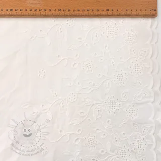 Bavlněná látka VOILE EMBROIDERY ONE-SIDE BORDER white