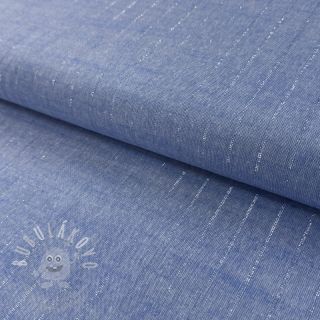 Bavlněná látka YARN DYED Stripes LUREX blue