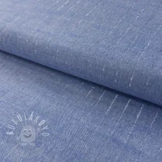 Bavlněná látka YARN DYED Stripes LUREX blue