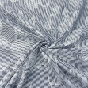 Bavlněná látka YARN DYED Stripes JACQUARD Flowers navy