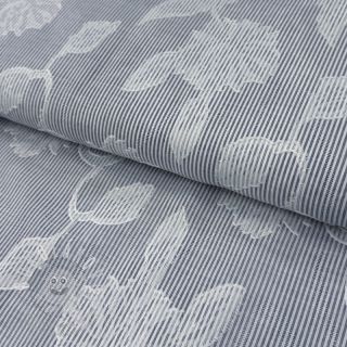 Bavlněná látka YARN DYED Stripes JACQUARD Flowers navy