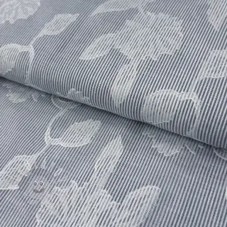 Bavlněná látka YARN DYED Stripes JACQUARD Flowers navy