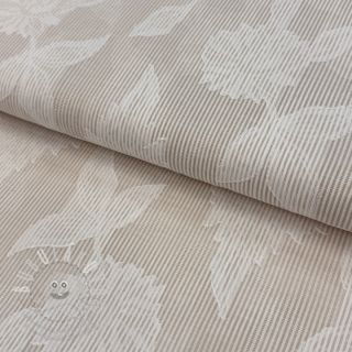 Bavlněná látka YARN DYED Stripes JACQUARD Flowers sand