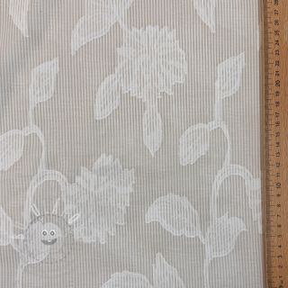 Bavlněná látka YARN DYED Stripes JACQUARD Flowers sand
