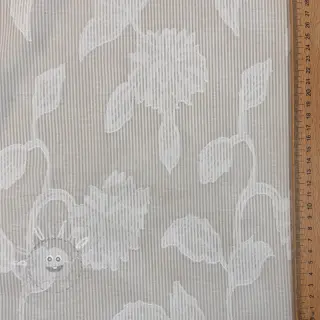 Bavlněná látka YARN DYED Stripes JACQUARD Flowers sand