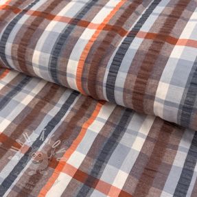 Bavlněná látka SEERSUCKER YARN DYED Checks blue