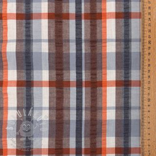 Bavlněná látka SEERSUCKER YARN DYED Checks blue