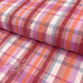 Bavlněná látka SEERSUCKER YARN DYED Checks pink