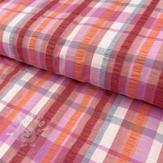 Bavlněná látka SEERSUCKER YARN DYED Checks pink