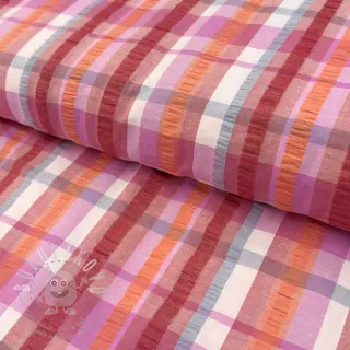 Bavlněná látka SEERSUCKER YARN DYED Checks pink