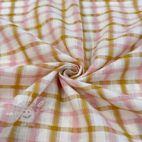 Bavlněná látka SEERSUCKER YARN DYED Checks ecru