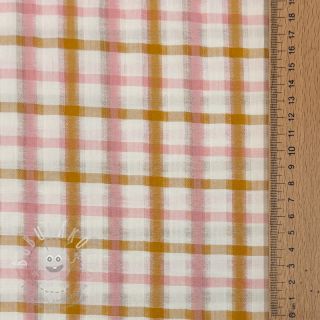 Bavlněná látka SEERSUCKER YARN DYED Checks ecru