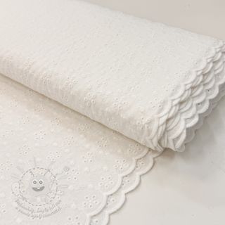 Bavlněná látka EMBROIDERY TWO-SIDE SCALLOP Simi white